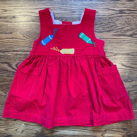 Embroidered Corduroy School Dress - Picture 1 of 12